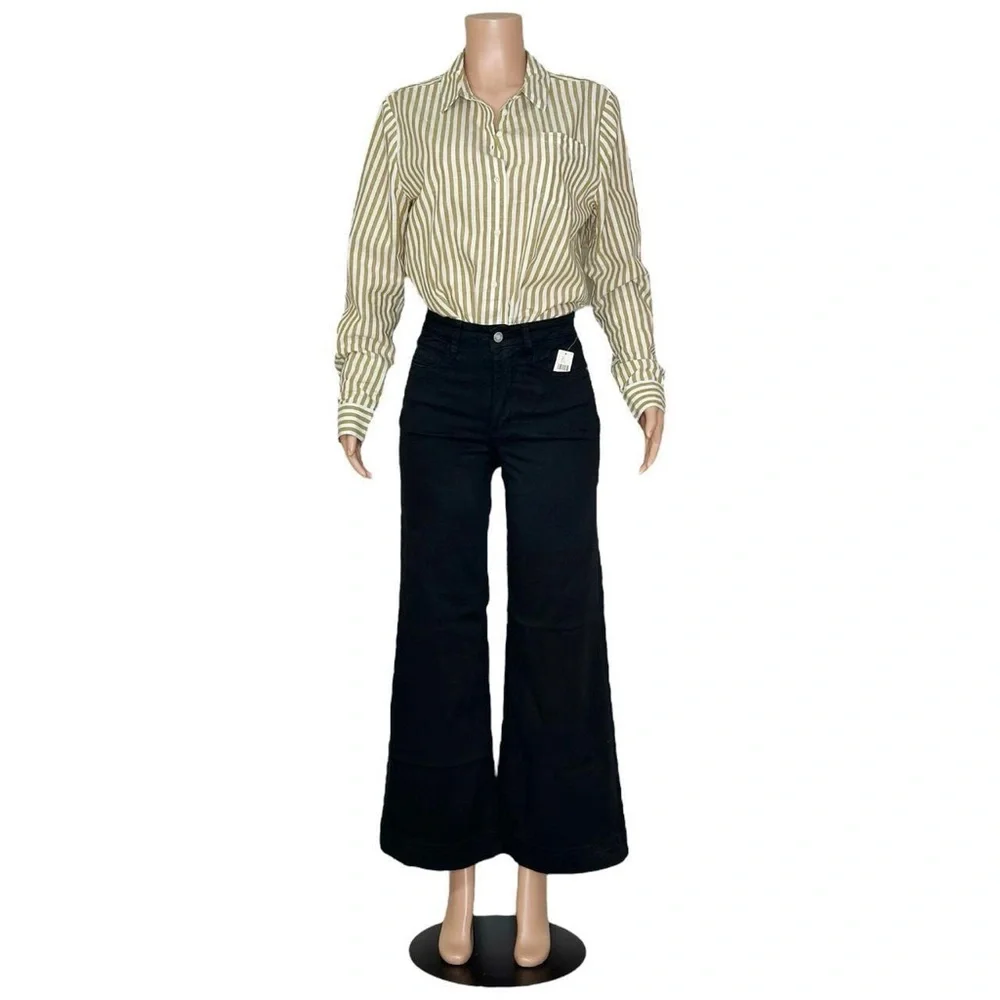SÉZANE Tomboy Linen-Blend Shirt, Ecru Camel Stripe, FR42_10